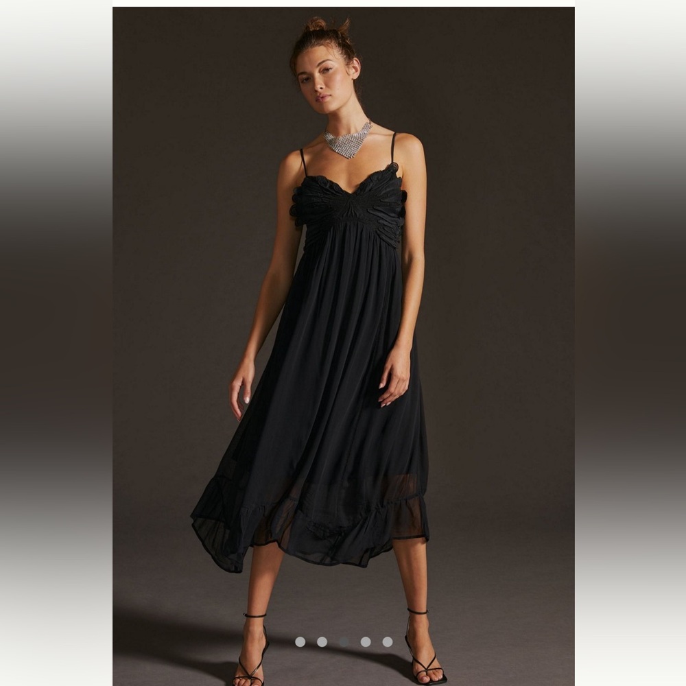 Anthropologie Butterfly Black Midi Dress - Picture 4 of 10